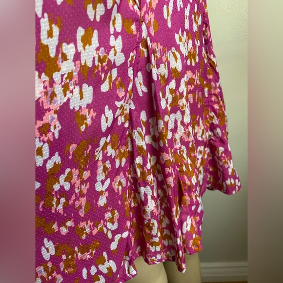 Anthropologie Pink Magenta Mini Floral Tank Dress Sundress Cocktail Halter Light - Picture 7 of 8